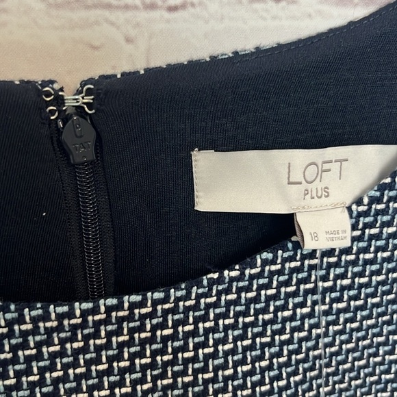 LOFT Sleeveless Blue Tweed Dress - Picture 6 of 13